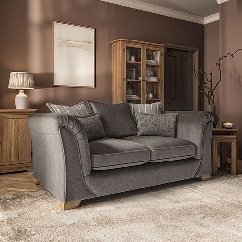 Milldale 2 Seater Pillow Back Sofa in Garda Moody Fabric with Earth Scatters