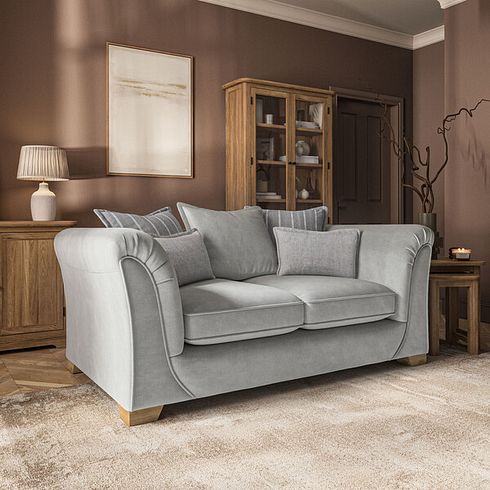 Milldale 2 Seater Pillow Back Sofa in Garda Showers Fabric with Grey Scatters