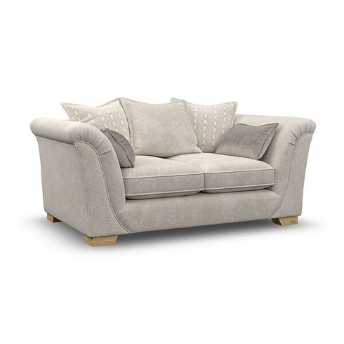 Milldale 2 Seater Pillow Back Sofa in Milo Cream Fabric with Linen Scatters
