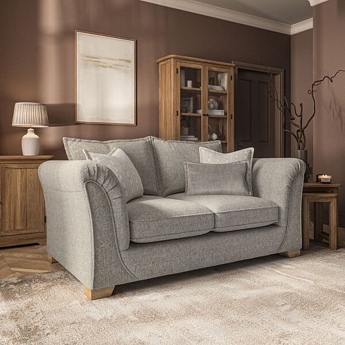 Milldale 2 Seater Sofa in Milo Mink Fabric with Linen Scatters