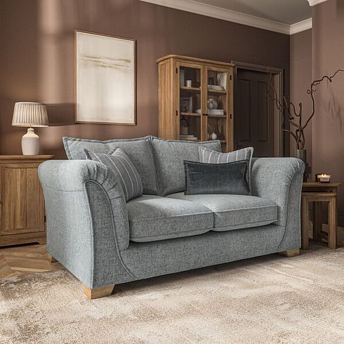 Milldale 2 Seater Sofa in Milo Pewter Fabric with Grey Scatters