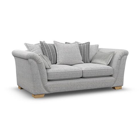 Milldale 3 Seater Pillow Back Sofa in Milo Silver Fabric with Grey Scatters