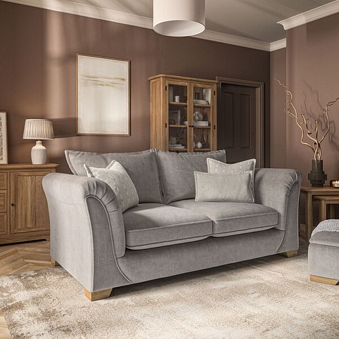 Milldale 3 Seater Sofa in Garda Acier Fabric with Linen Scatters