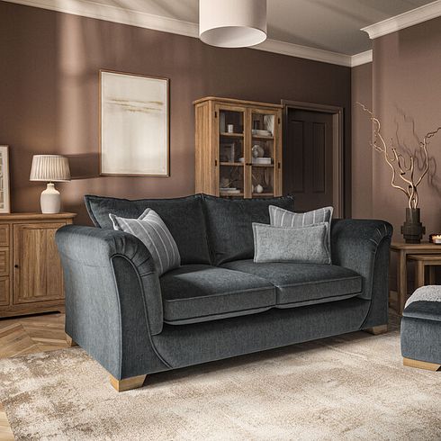 Milldale 3 Seater Sofa in Garda Carbon Fabric with Grey Scatters