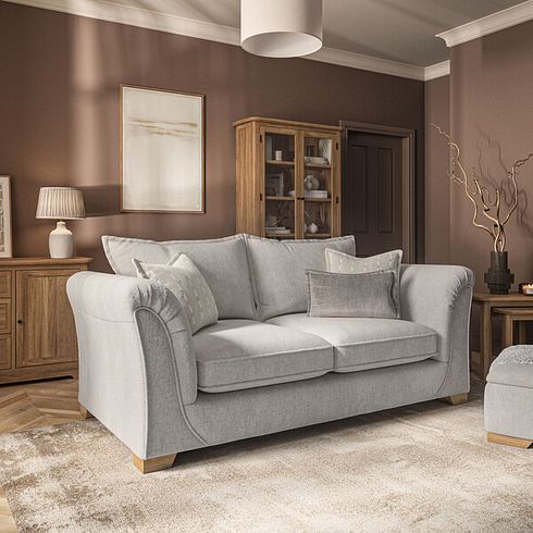 Milldale 3 Seater Sofa in  Milo Ivory Fabric with Linen Scatters