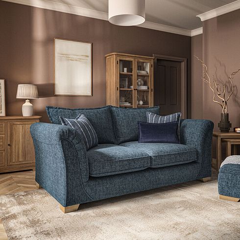 Milldale 3 Seater Sofa in  Milo Navy Fabric with Navy Scatters