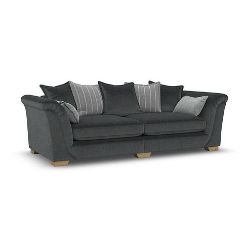 Milldale 4 Seater Pillow Back Sofa in Garda Carbon Fabric with Grey Scatters