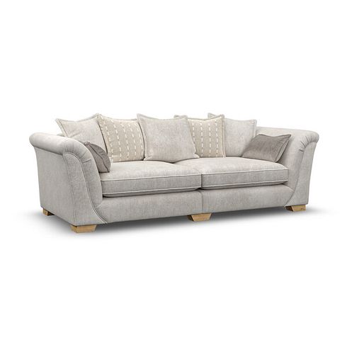 Milldale 4 Seater Pillow Back Sofa in  Milo Ivory Fabric with Linen Scatters
