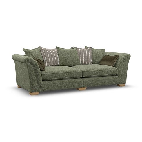Milldale 4 Seater Pillow Back Sofa in Milo Olive Fabric with Earth Scatters