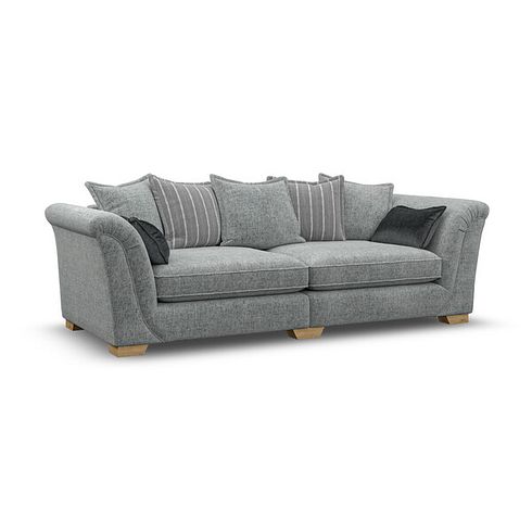 Milldale 4 Seater Pillow Back Sofa in Milo Pewter Fabric with Grey Scatters