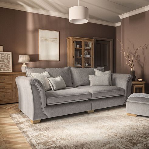 Milldale 4 Seater Sofa in Garda Acier Fabric with Linen Scatters