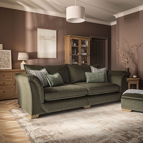 Milldale 4 Seater Sofa in Garda Seaweed Fabric with Earth Scatters