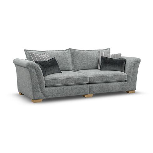 Milldale 4 Seater Sofa in Milo Pewter Fabric with Grey Scatters