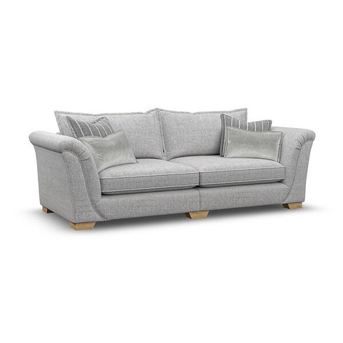 Milldale 4 Seater Sofa in Milo Silver Fabric with Grey Scatters