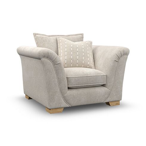 Milldale Armchair in Milo Cream Fabric with Linen Scatters