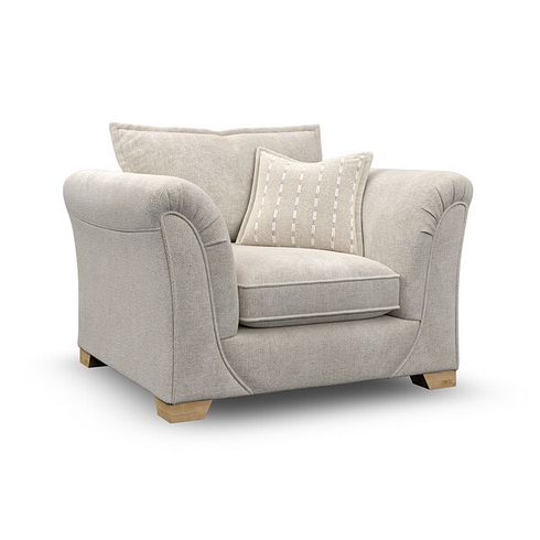 Milldale Armchair in Milo Cream Fabric with Linen Scatters