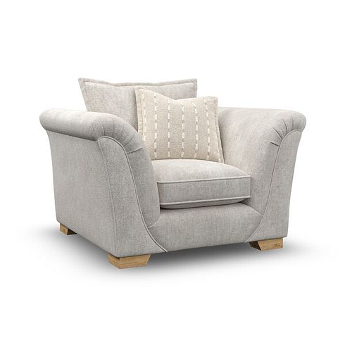 Milldale Armchair in  Milo Ivory Fabric with Linen Scatters