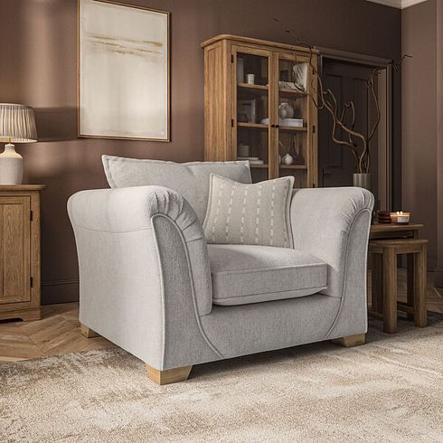 Milldale Armchair in  Milo Ivory Fabric with Linen Scatters