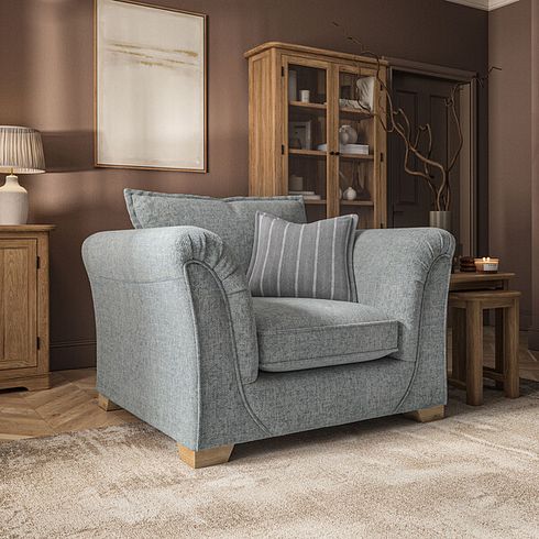 Milldale Armchair in Milo Pewter Fabric with Grey Scatters