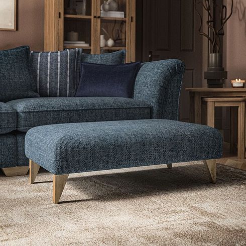 Milldale Footstool in  Milo Navy Fabric