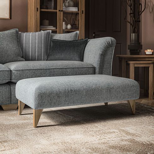 Milldale Footstool in Milo Pewter Fabric