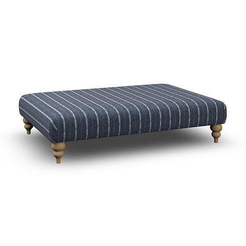 Milldale Grande Patterned Footstool in Sutton Navy Fabric