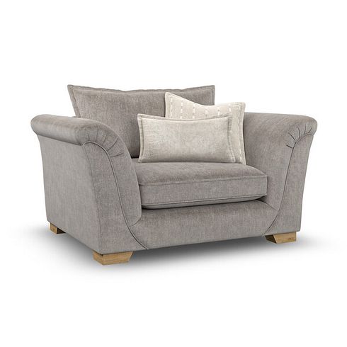 Milldale Loveseat in Garda Acier Fabric with Linen Scatters