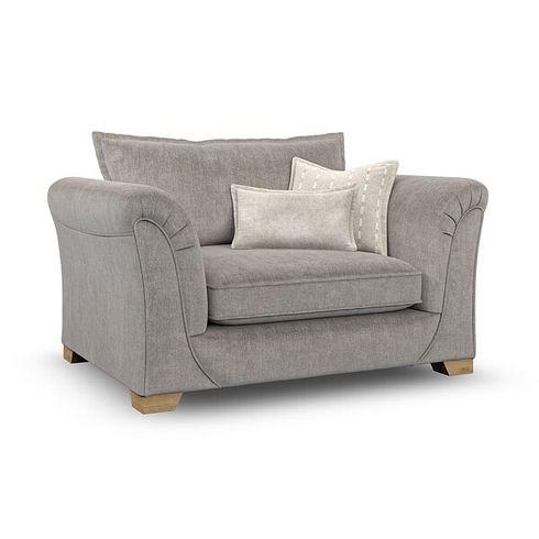 Milldale Loveseat in Garda Acier Fabric with Linen Scatters