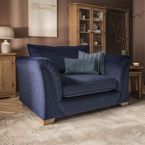 Milldale Loveseat in Garda Atomic Fabric with Navy Scatters
