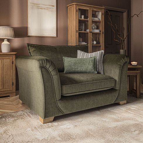 Milldale Loveseat in Garda Seaweed Fabric with Earth Scatters