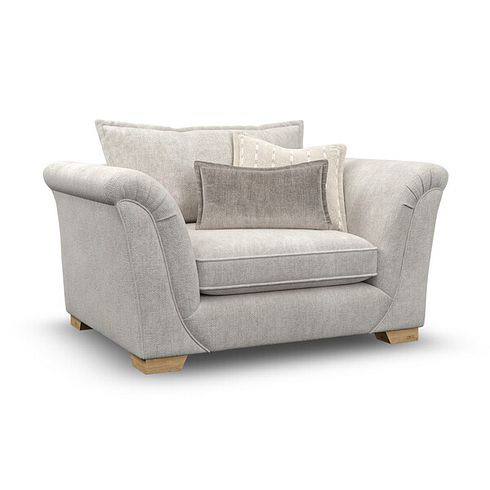 Milldale Loveseat in  Milo Ivory Fabric with Linen Scatters