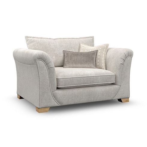 Milldale Loveseat in  Milo Ivory Fabric with Linen Scatters