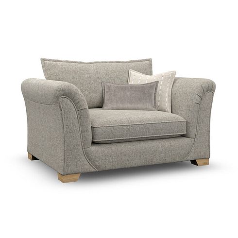 Milldale Loveseat in Milo Mink Fabric with Linen Scatters