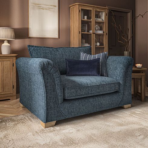 Milldale Loveseat in  Milo Navy Fabric with Navy Scatters