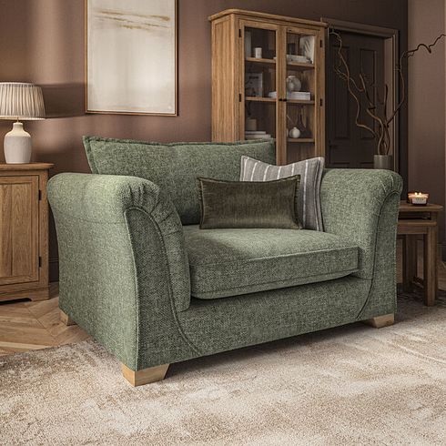 Milldale Loveseat in Milo Olive Fabric with Earth Scatters