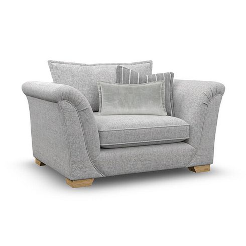 Milldale Loveseat in Milo Silver Fabric with Grey Scatters