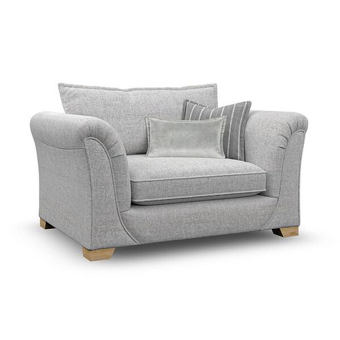 Milldale Loveseat in Milo Silver Fabric with Grey Scatters