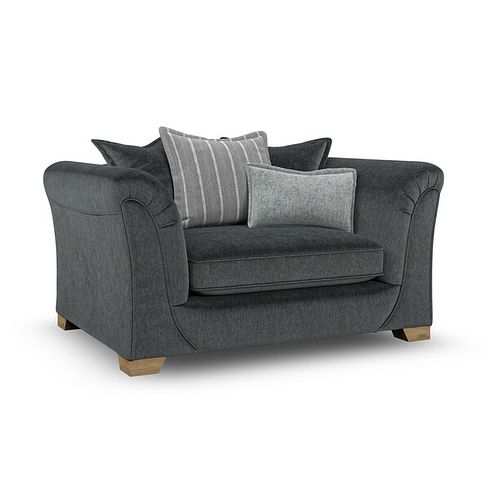 Milldale Pillow Back Loveseat in Garda Carbon Fabric with Grey Scatters