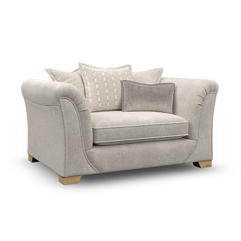 Milldale Pillow Back Loveseat in Milo Cream Fabric with Linen Scatters