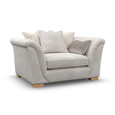 Milldale Pillow Back Loveseat in  Milo Ivory Fabric with Linen Scatters
