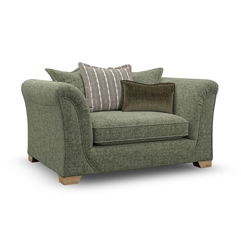 Milldale Pillow Back Loveseat in Milo Olive Fabric with Earth Scatters