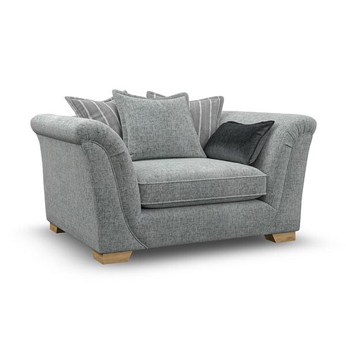 Milldale Pillow Back Loveseat in Milo Pewter Fabric with Grey Scatters