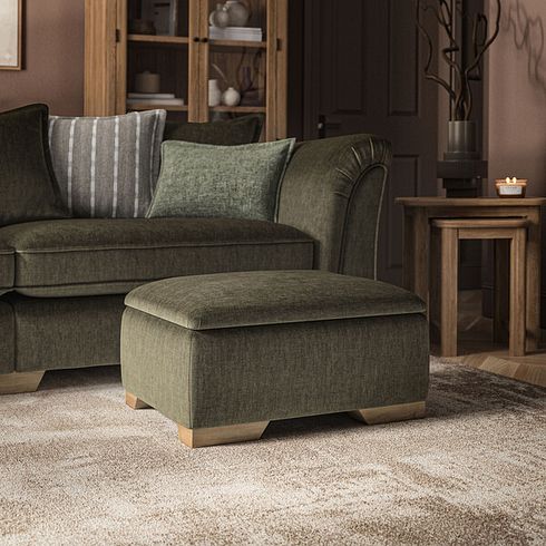 Milldale Storage Footstool in Garda Seaweed Fabric