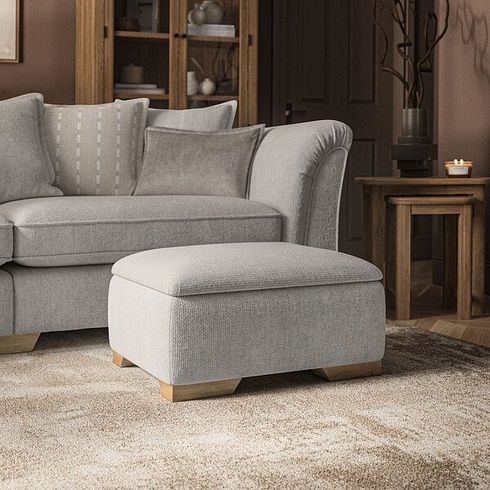 Milldale Storage Footstool in Milo Ivory Fabric
