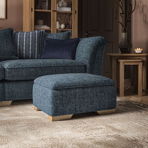 Milldale Storage Footstool in Milo Navy Fabric