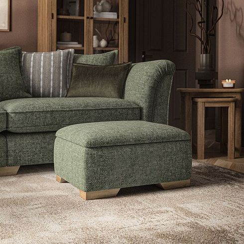 Milldale Storage Footstool in Milo Olive Fabric
