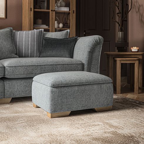Milldale Storage Footstool in Milo Pewter Fabric
