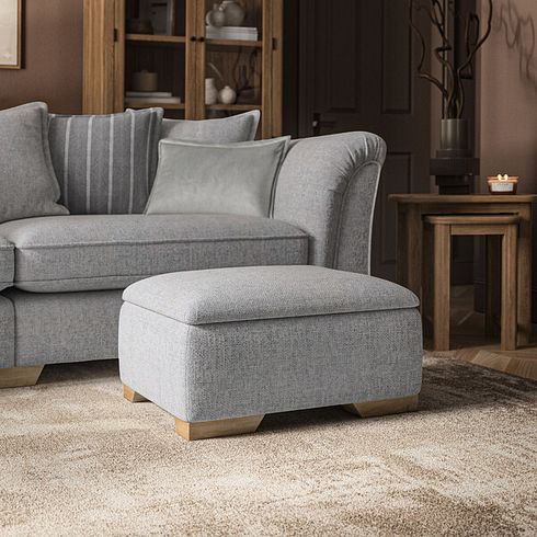 Milldale Storage Footstool in Milo Silver Fabric