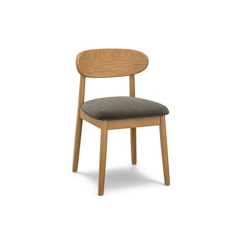 Modern Natural Oak Chair with Verona Chocolate Fabric Seat