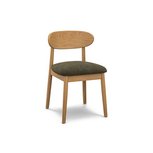 Modern Natural Oak Chair with Verona Green Fabric Seat
